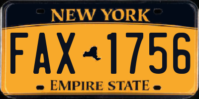 NY license plate FAX1756
