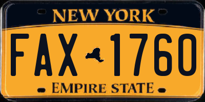 NY license plate FAX1760
