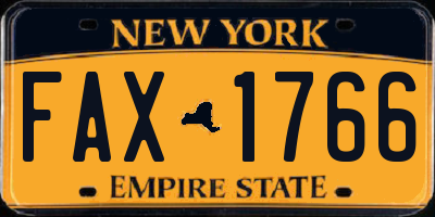 NY license plate FAX1766