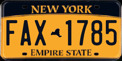 NY license plate FAX1785