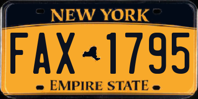 NY license plate FAX1795
