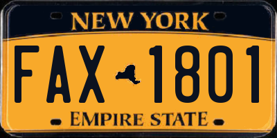 NY license plate FAX1801
