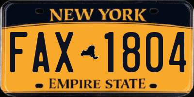 NY license plate FAX1804