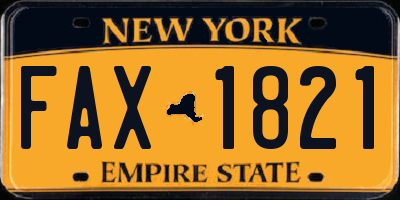 NY license plate FAX1821