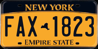 NY license plate FAX1823
