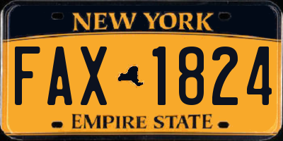 NY license plate FAX1824