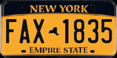 NY license plate FAX1835