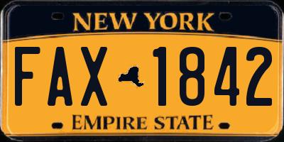 NY license plate FAX1842