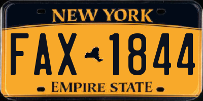 NY license plate FAX1844