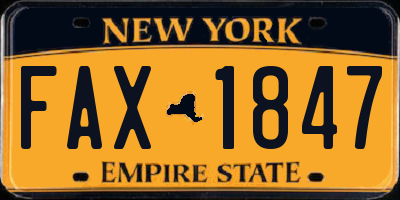 NY license plate FAX1847