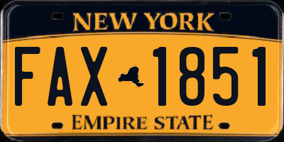NY license plate FAX1851