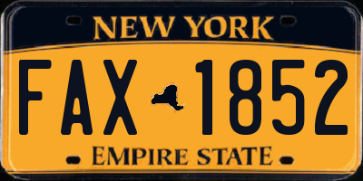 NY license plate FAX1852