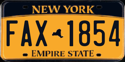 NY license plate FAX1854