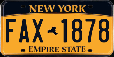 NY license plate FAX1878