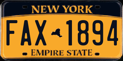 NY license plate FAX1894