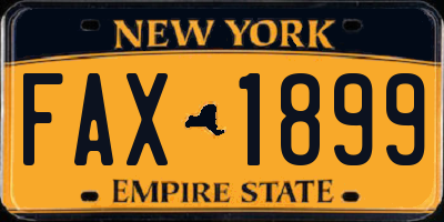 NY license plate FAX1899