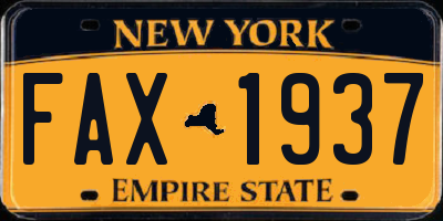 NY license plate FAX1937