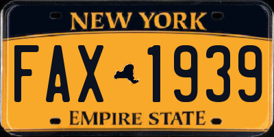 NY license plate FAX1939