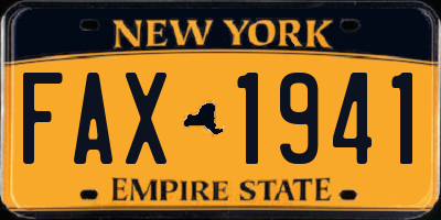 NY license plate FAX1941