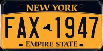 NY license plate FAX1947