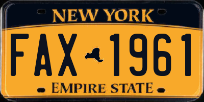 NY license plate FAX1961