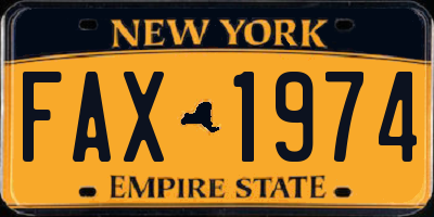 NY license plate FAX1974