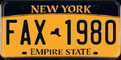 NY license plate FAX1980
