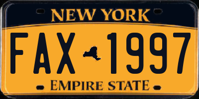 NY license plate FAX1997