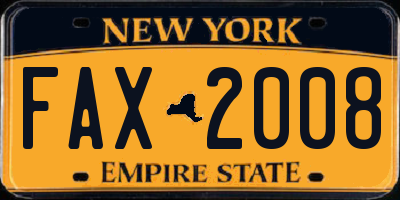 NY license plate FAX2008