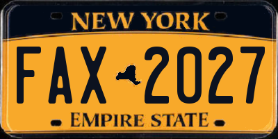 NY license plate FAX2027