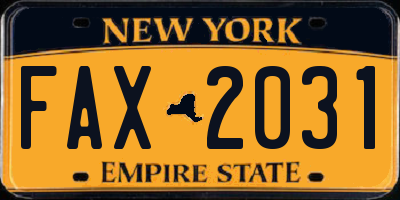 NY license plate FAX2031