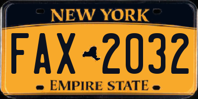 NY license plate FAX2032