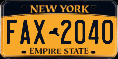NY license plate FAX2040