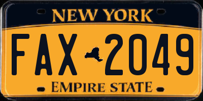 NY license plate FAX2049
