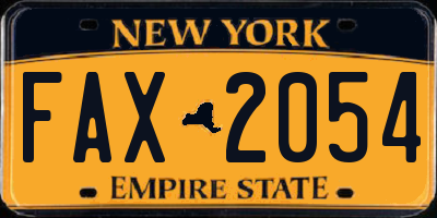 NY license plate FAX2054