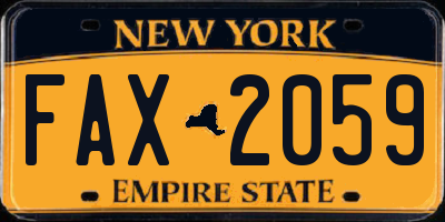 NY license plate FAX2059