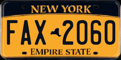 NY license plate FAX2060