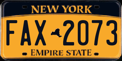 NY license plate FAX2073