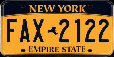 NY license plate FAX2122