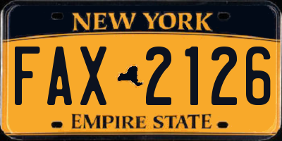 NY license plate FAX2126