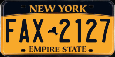 NY license plate FAX2127