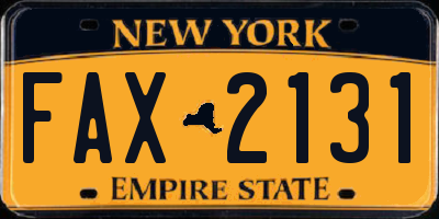 NY license plate FAX2131