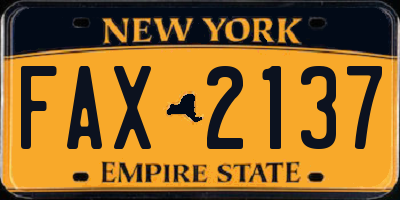NY license plate FAX2137