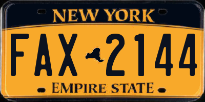 NY license plate FAX2144
