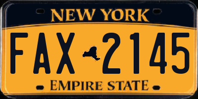 NY license plate FAX2145