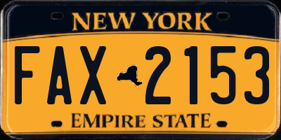 NY license plate FAX2153