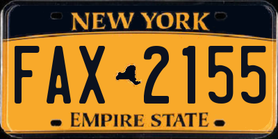 NY license plate FAX2155