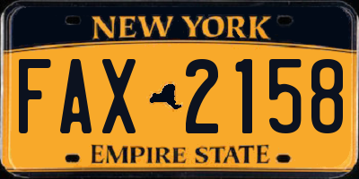 NY license plate FAX2158