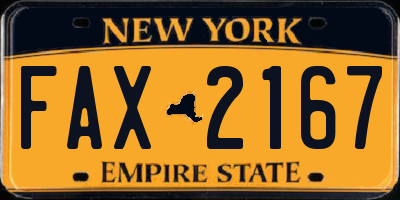 NY license plate FAX2167