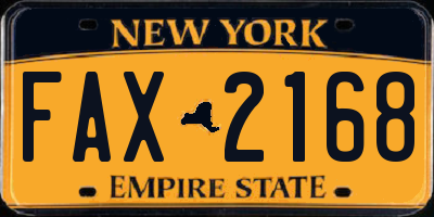 NY license plate FAX2168
